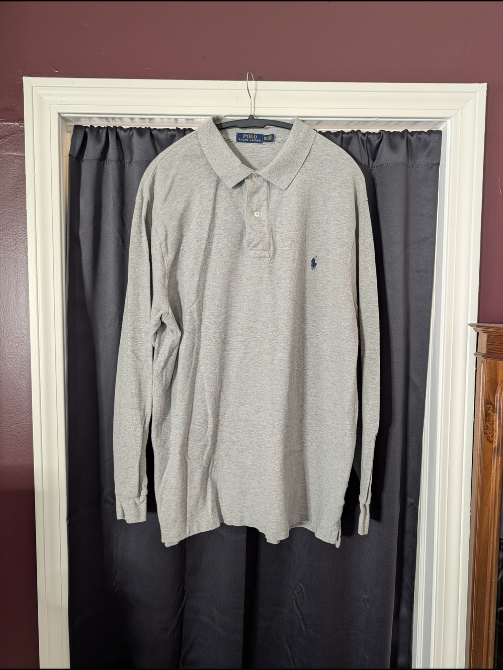 Polo by Ralph Lauren Men's Long-Sleeve Pique Polo Shirt - Light Gray